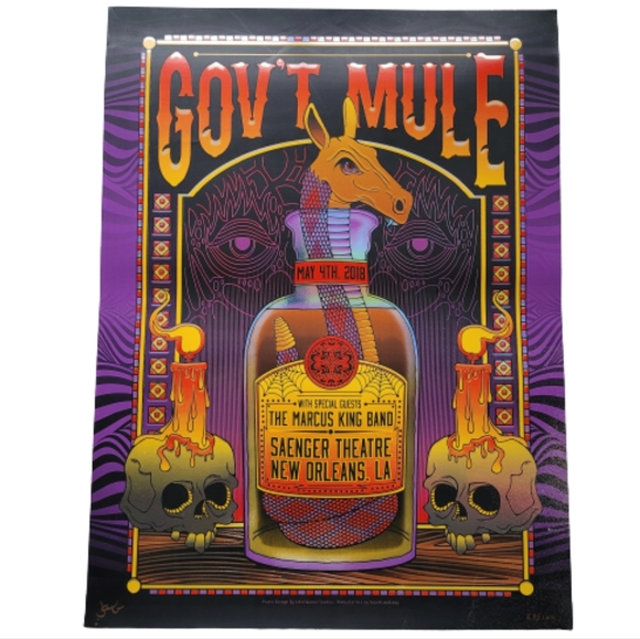 2018 Gov’t Mule New Orleans Show Poster Ft Marcus King John Warner Signed - Picture 1 of 2